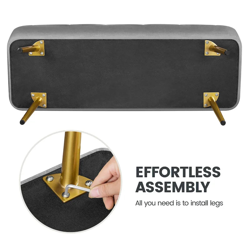 Banc repose-pieds ottoman rembourré – Rangement