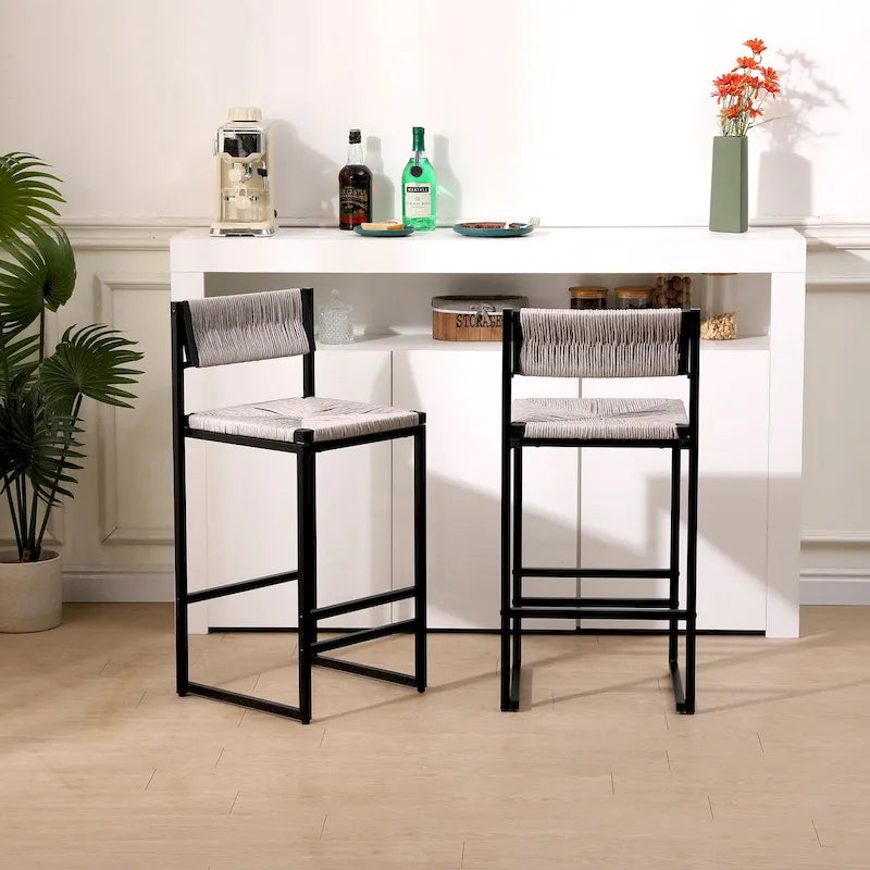 Tabourets de bar Chaises de salle à manger tissées en corde de papier