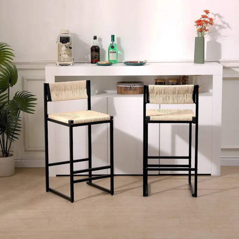 Tabourets de bar Chaises de salle à manger tissées en corde de papier