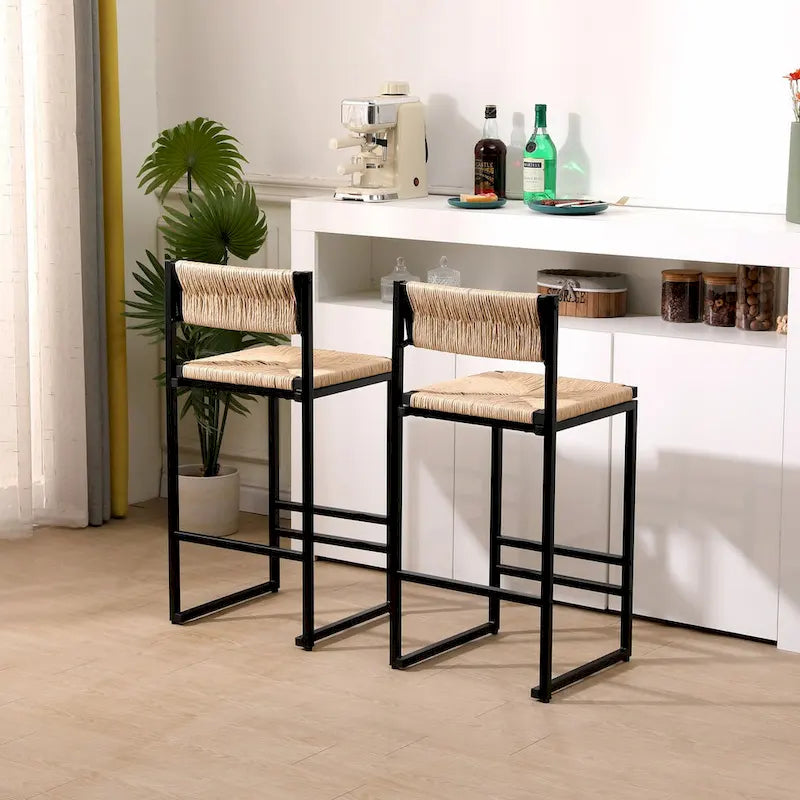 Tabourets de bar Chaises de salle à manger tissées en corde de papier