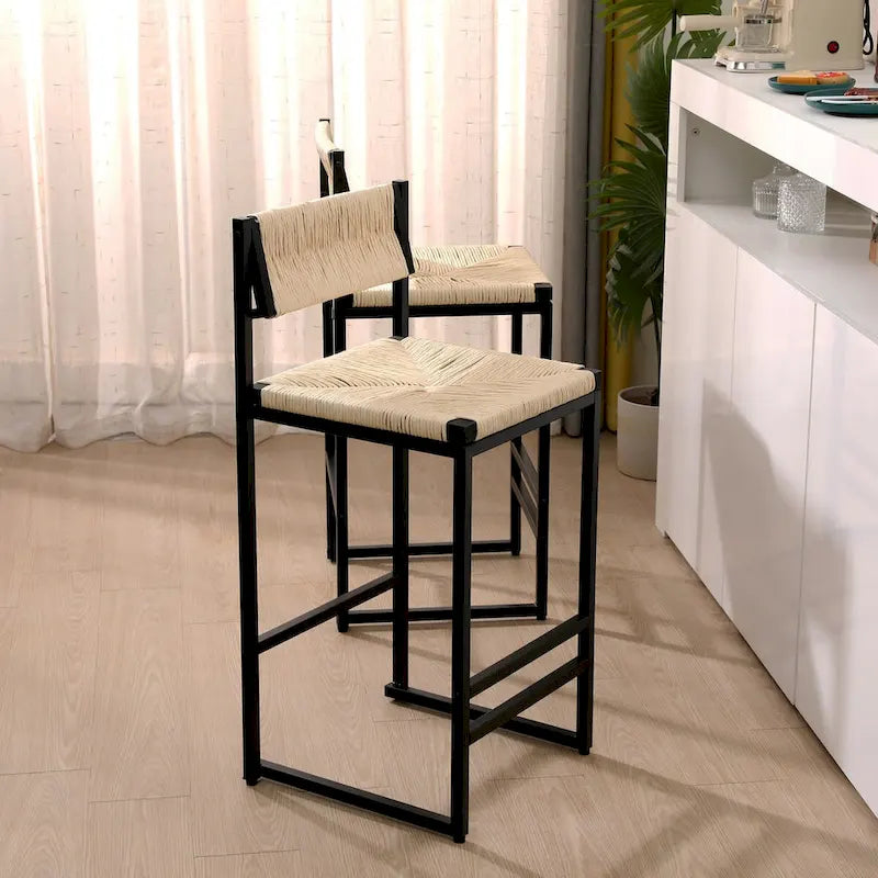 Tabourets de bar Chaises de salle à manger tissées en corde de papier