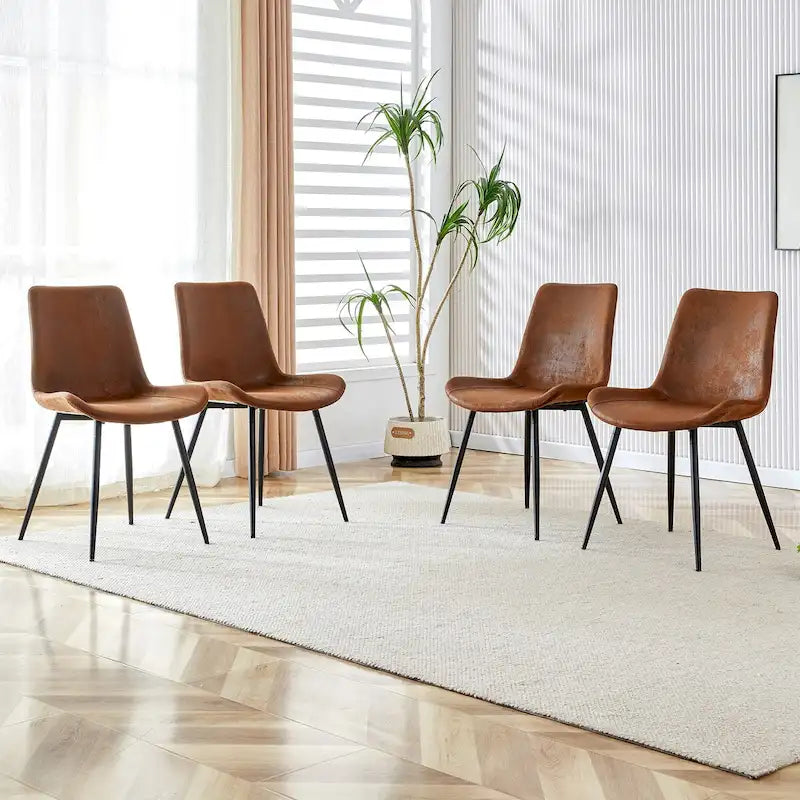 Chaises de restaurant capitonnées avec dossiers en daim et pieds en métal noir