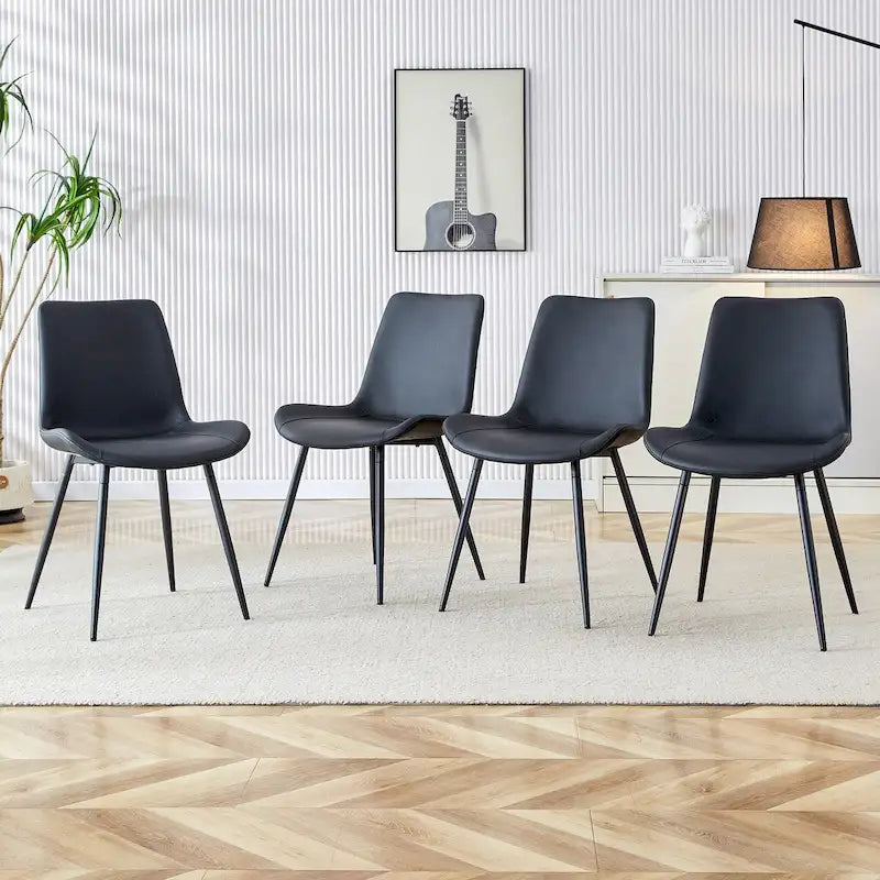 Chaises de restaurant capitonnées avec dossiers en daim et pieds en métal noir