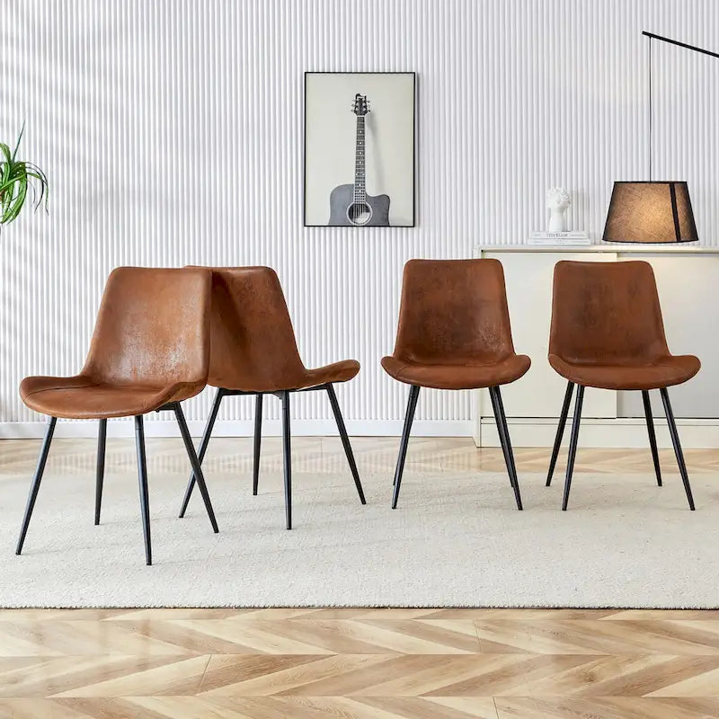 Chaises de restaurant capitonnées avec dossiers en daim et pieds en métal noir