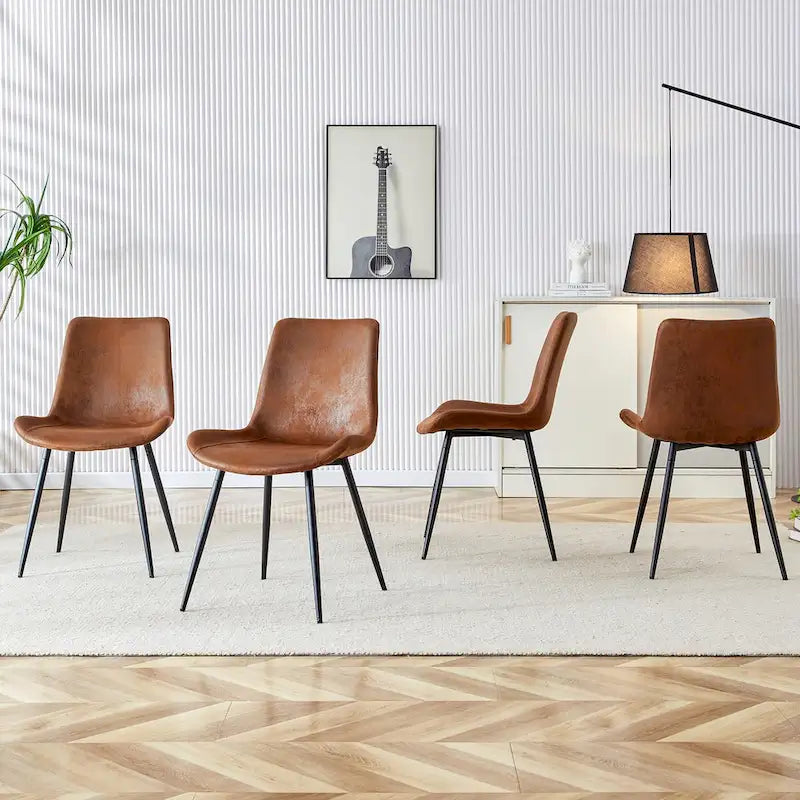 Chaises de restaurant capitonnées avec dossiers en daim et pieds en métal noir