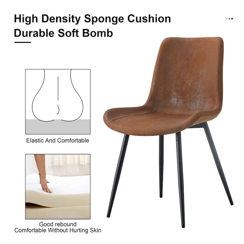 Chaises de restaurant capitonnées avec dossiers en daim et pieds en métal noir