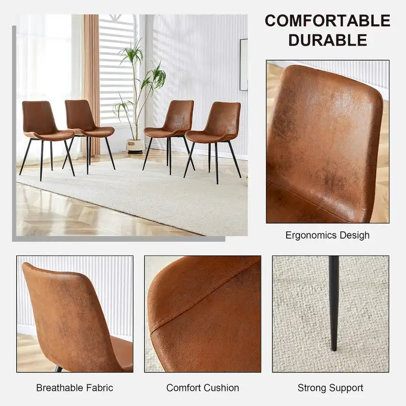Chaises de restaurant capitonnées avec dossiers en daim et pieds en métal noir