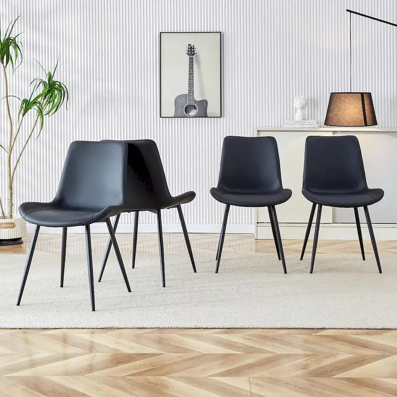 Chaises de restaurant capitonnées avec dossiers en daim et pieds en métal noir