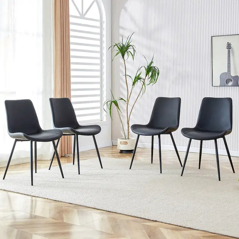 Chaises de restaurant capitonnées avec dossiers en daim et pieds en métal noir