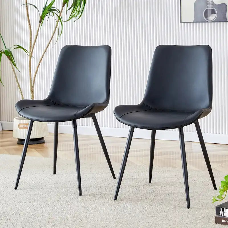 Chaises de restaurant capitonnées avec dossiers en daim et pieds en métal noir