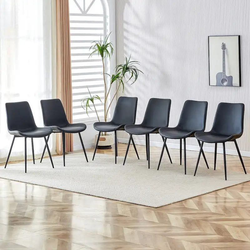 Chaises de restaurant capitonnées avec dossiers en daim et pieds en métal noir
