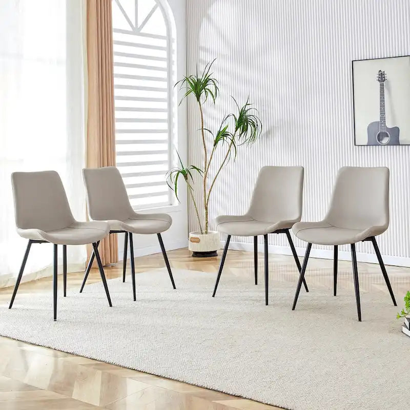 Chaises de restaurant capitonnées avec dossiers en daim et pieds en métal noir