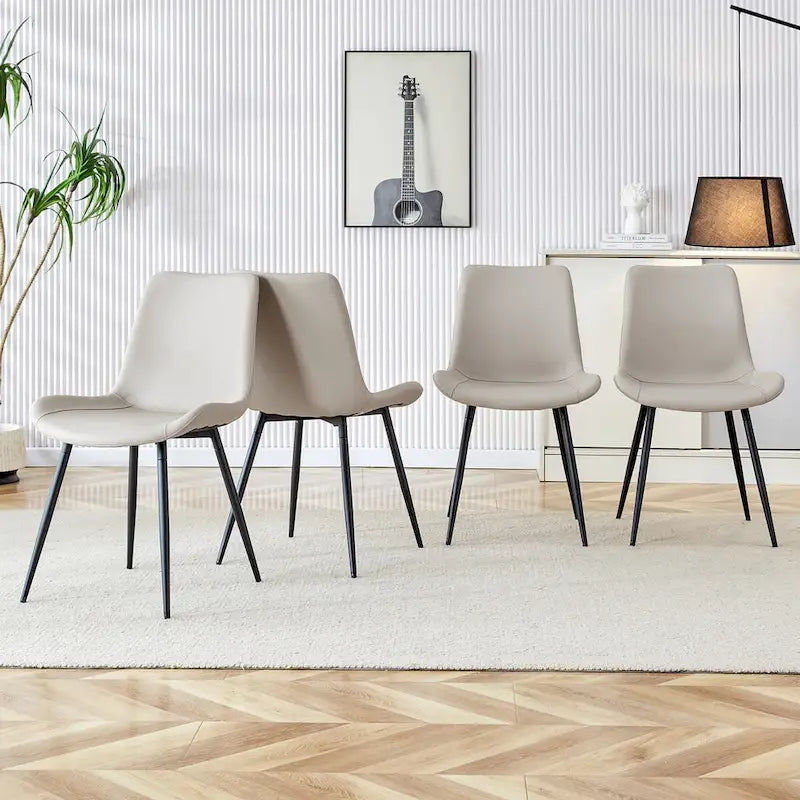 Chaises de restaurant capitonnées avec dossiers en daim et pieds en métal noir
