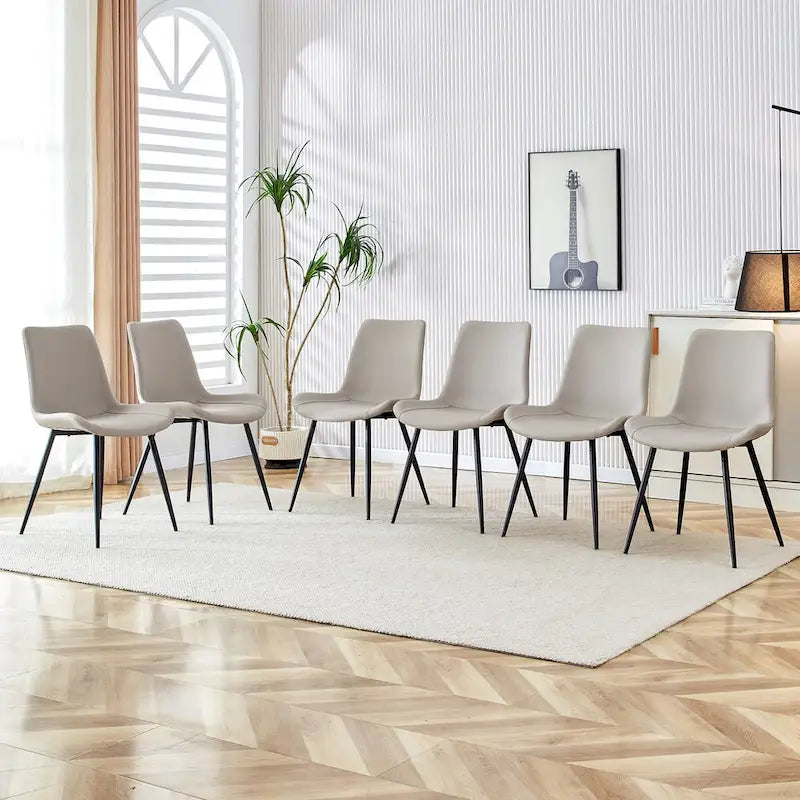 Chaises de restaurant capitonnées avec dossiers en daim et pieds en métal noir
