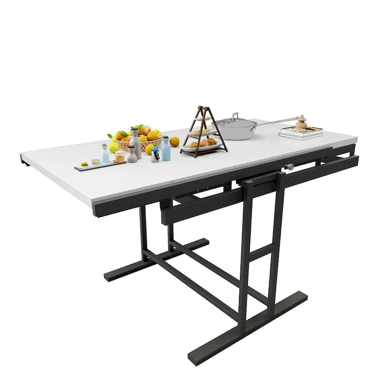 Table de salle à manger convertible multifonction en acajou massif
