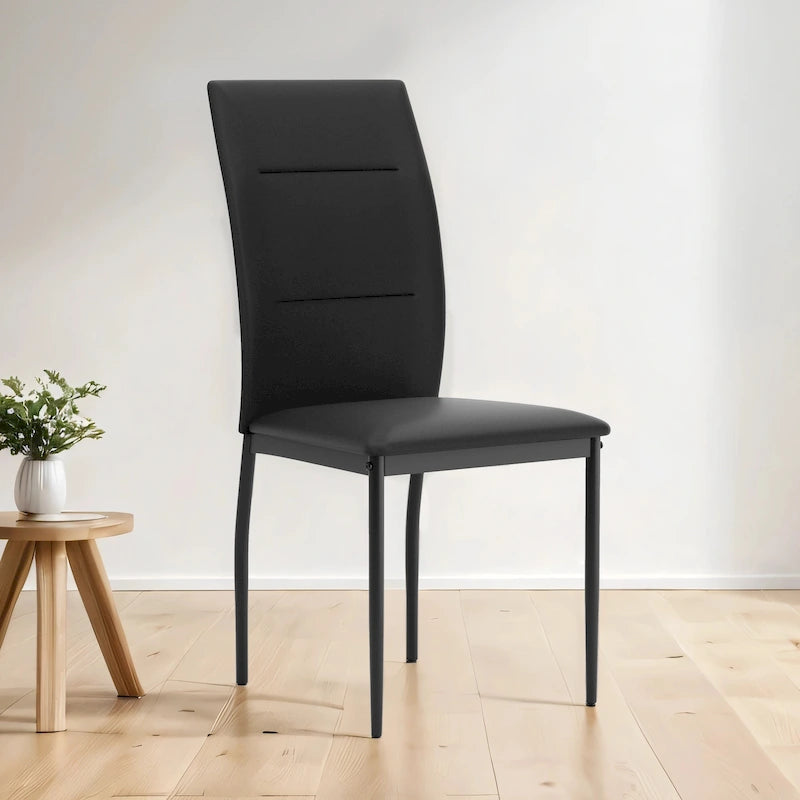 Chaises de salle à manger modernes en cuir PU noir (lot de 2)