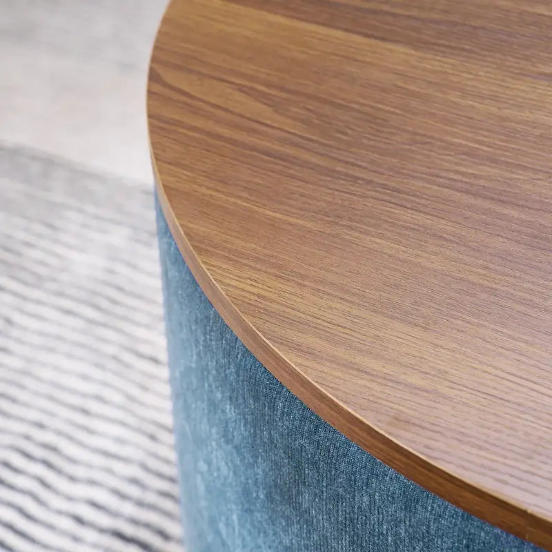Pouf de rangement rond en chenille