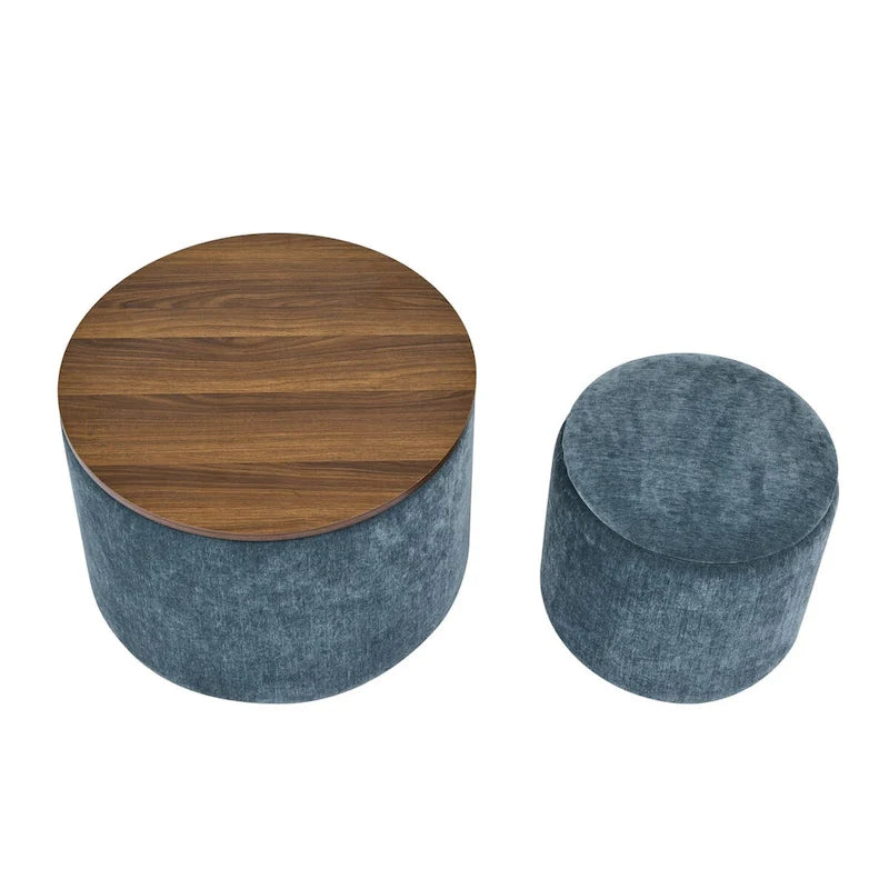 Pouf de rangement rond en chenille