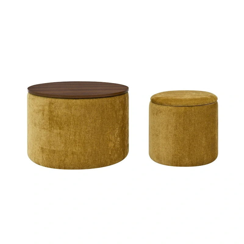 Pouf de rangement rond en chenille