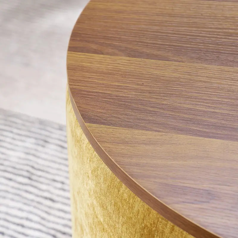 Pouf de rangement rond en chenille