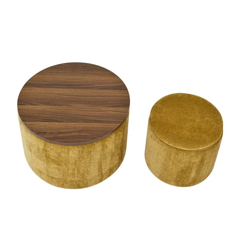 Pouf de rangement rond en chenille