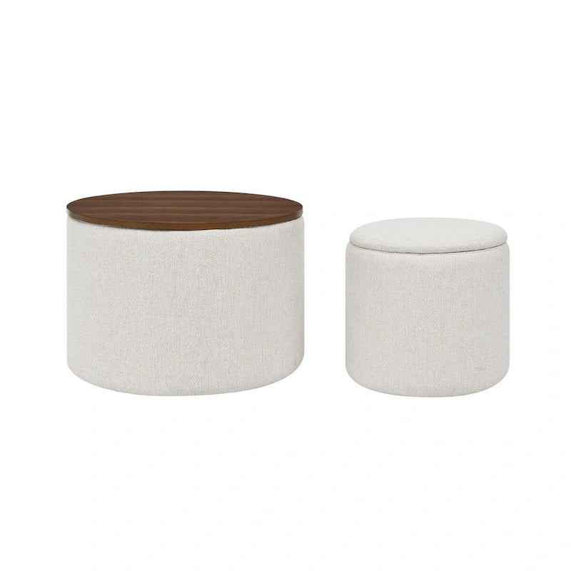 Pouf de rangement rond en chenille