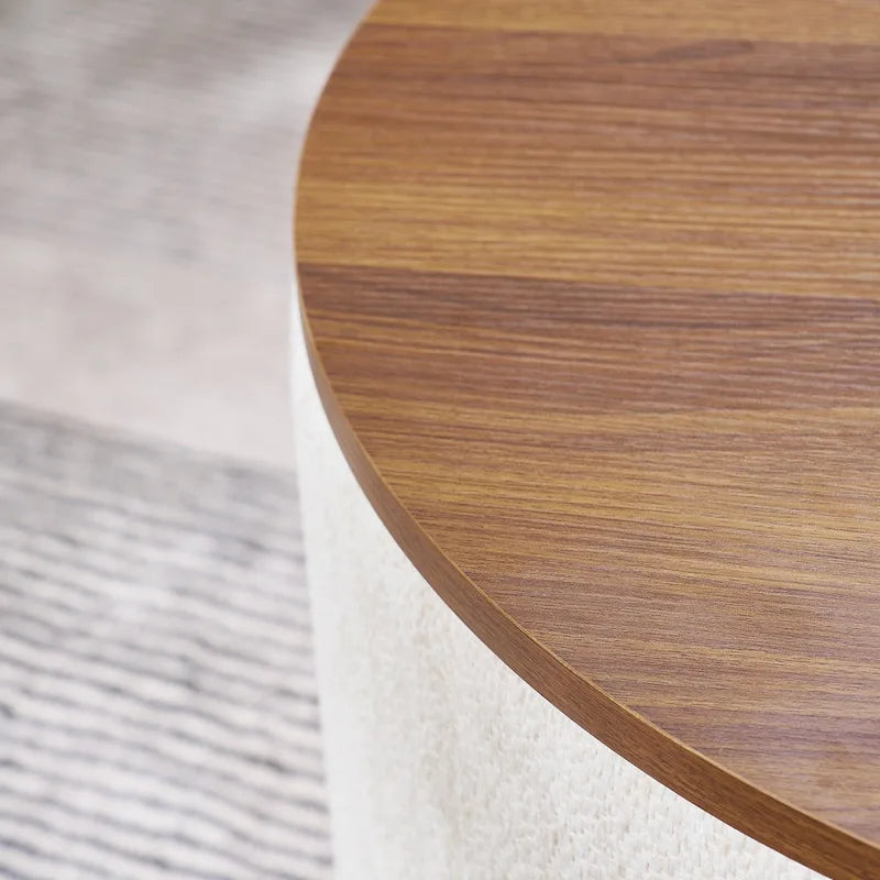 Pouf de rangement rond en chenille