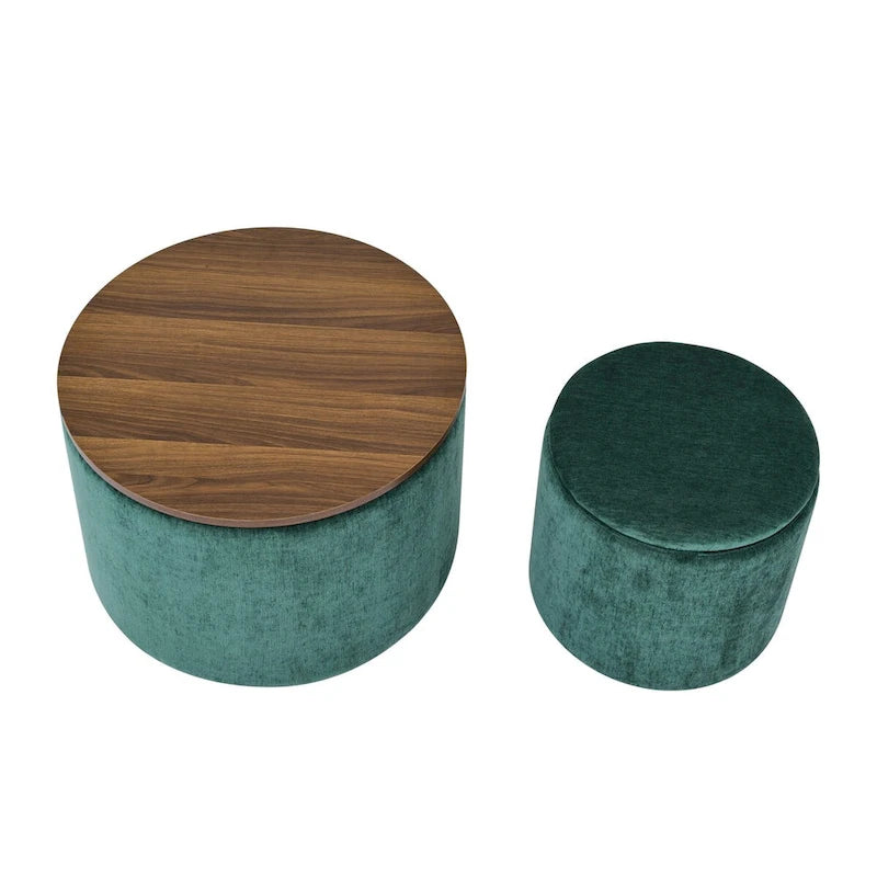 Pouf de rangement rond en chenille