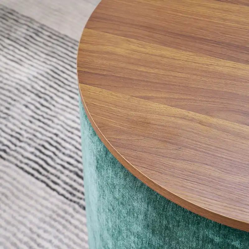 Pouf de rangement rond en chenille